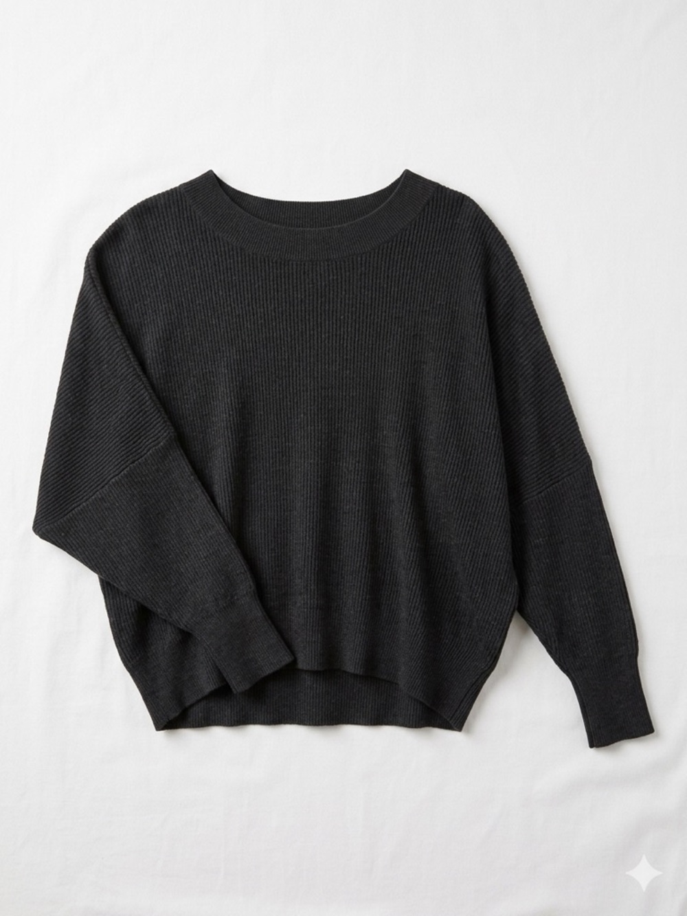 Leith Black/Charcoal Scoop Neck Dolman Knit Sweater Size L